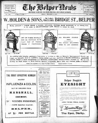 cover page of Belper News published on February 2, 1917