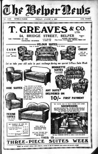 cover page of Belper News published on August 2, 1935