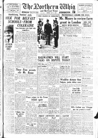 cover page of Northern Whig published on May 2, 1955
