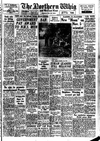 cover page of Northern Whig published on November 2, 1957
