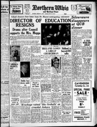 cover page of Northern Whig published on February 2, 1963
