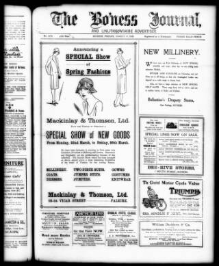 cover page of Bo'ness Journal and Linlithgow Advertiser published on March 19, 1926