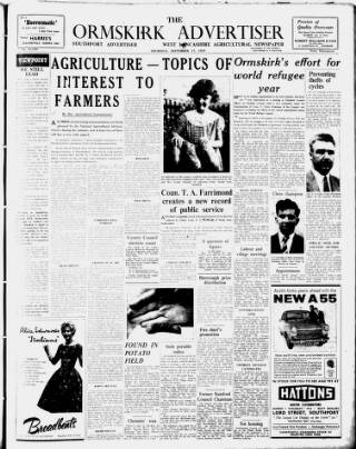 cover page of Ormskirk Advertiser published on September 17, 1959