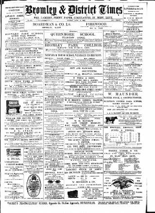 cover page of Bromley & District Times published on June 18, 1897