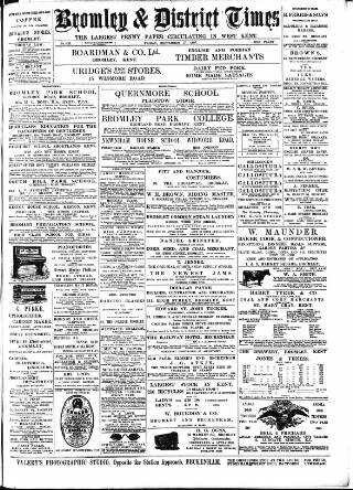 cover page of Bromley & District Times published on September 17, 1897