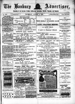 cover page of Banbury Advertiser published on August 2, 1894