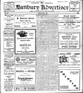 cover page of Banbury Advertiser published on February 2, 1933