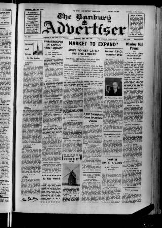cover page of Banbury Advertiser published on June 18, 1958