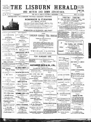 cover page of Lisburn Herald and Antrim and Down Advertiser published on September 17, 1892