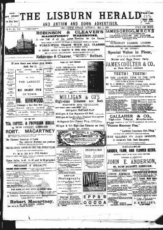 cover page of Lisburn Herald and Antrim and Down Advertiser published on May 4, 1895