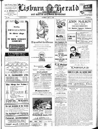 cover page of Lisburn Herald and Antrim and Down Advertiser published on May 2, 1953