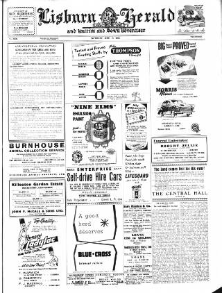 cover page of Lisburn Herald and Antrim and Down Advertiser published on June 18, 1955