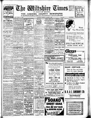 cover page of Wiltshire Times and Trowbridge Advertiser published on November 2, 1940