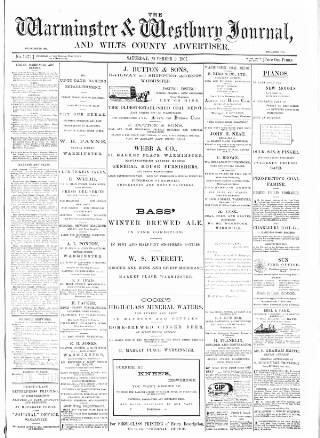 cover page of Warminster & Westbury Journal published on November 2, 1907