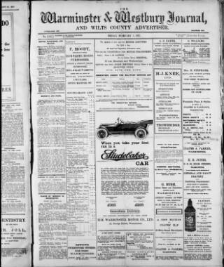 cover page of Warminster & Westbury Journal published on February 2, 1917