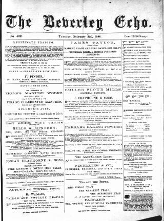 cover page of Beverley Echo published on February 2, 1886