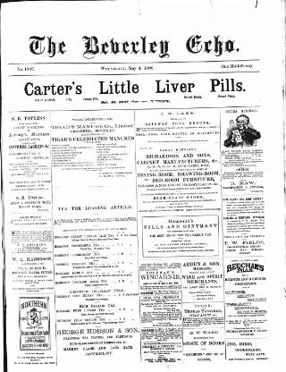 cover page of Beverley Echo published on May 4, 1898