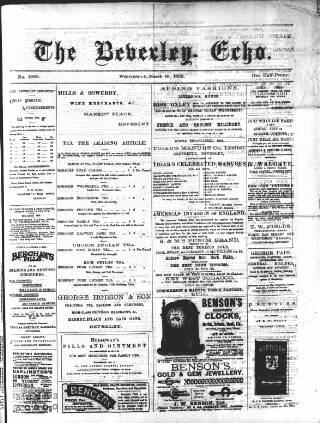 cover page of Beverley Echo published on March 19, 1902