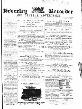 cover page of Beverley and East Riding Recorder published on May 2, 1863