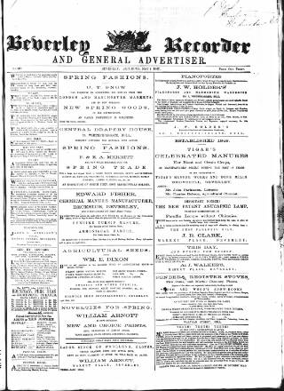 cover page of Beverley and East Riding Recorder published on May 4, 1867