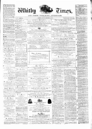 cover page of Whitby Times, and North Yorkshire Advertiser published on November 2, 1877