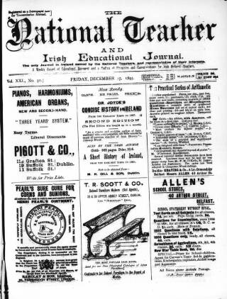 cover page of National Teacher (Dublin) published on December 15, 1893