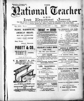 cover page of National Teacher (Dublin) published on February 14, 1896