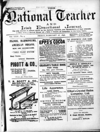 cover page of National Teacher (Dublin) published on February 28, 1896