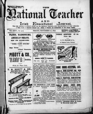cover page of National Teacher, and Irish Educational Journal (Dublin, Ireland) published on November 20, 1896