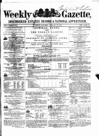 cover page of Weekly Gazette (Dublin) published on February 10, 1855
