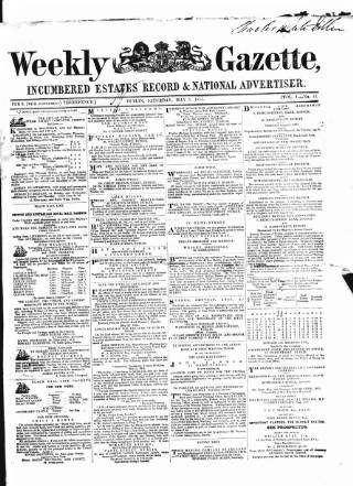 cover page of Weekly Gazette (Dublin) published on May 5, 1855