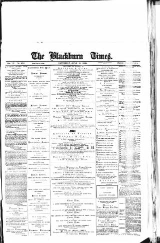 cover page of Blackburn Times published on June 18, 1864