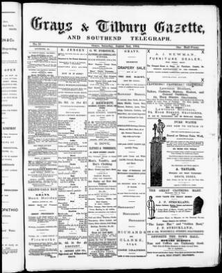 cover page of Grays & Tilbury Gazette published on August 2, 1884