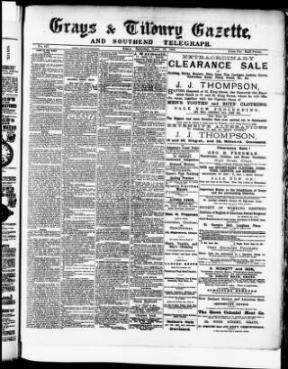 cover page of Grays & Tilbury Gazette published on June 18, 1892