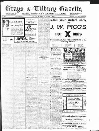 cover page of Grays & Tilbury Gazette published on April 4, 1908