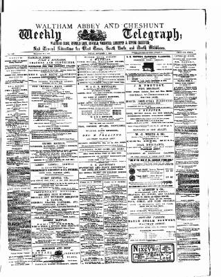 cover page of Waltham Abbey and Cheshunt Weekly Telegraph published on November 2, 1883