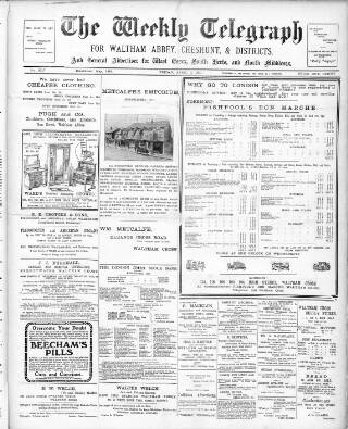 cover page of Waltham Abbey and Cheshunt Weekly Telegraph published on April 5, 1907