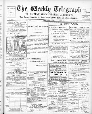 cover page of Waltham Abbey and Cheshunt Weekly Telegraph published on June 21, 1907