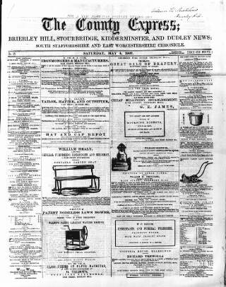 cover page of County Express; Brierley Hill, Stourbridge, Kidderminster, and Dudley News published on May 4, 1867