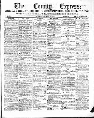 cover page of County Express; Brierley Hill, Stourbridge, Kidderminster, and Dudley News published on March 19, 1881