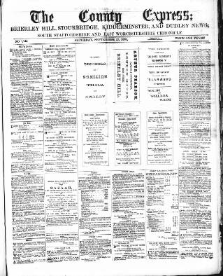 cover page of County Express; Brierley Hill, Stourbridge, Kidderminster, and Dudley News published on September 17, 1881