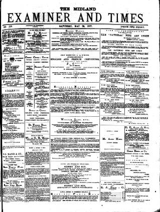 cover page of Midland Examiner and Times published on May 26, 1877