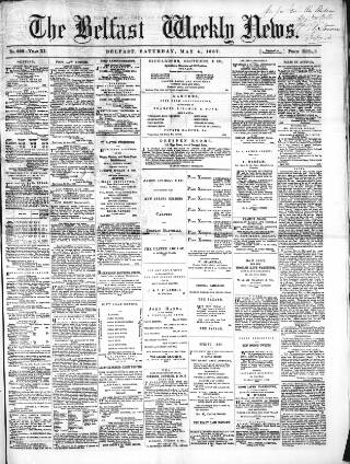 cover page of Belfast Weekly News published on May 4, 1867