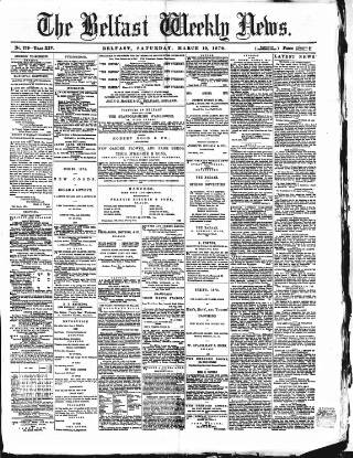 cover page of Belfast Weekly News published on March 19, 1870