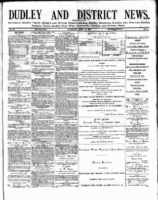 cover page of Dudley and District News published on June 18, 1881