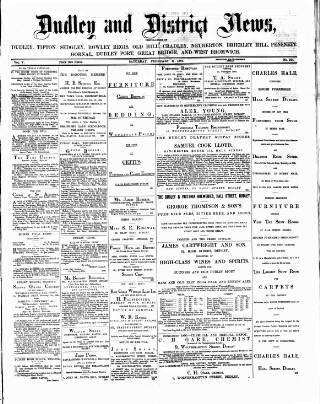 cover page of Dudley and District News published on February 2, 1884
