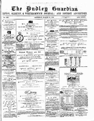 cover page of Dudley Guardian published on March 28, 1874