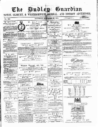 cover page of Dudley Guardian, Tipton, Oldbury & West Bromwich Journal and District Advertiser published on September 26, 1874