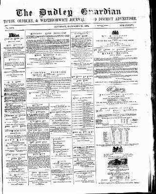 cover page of Dudley Guardian published on December 12, 1874