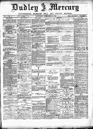 cover page of Dudley Mercury published on February 25, 1888